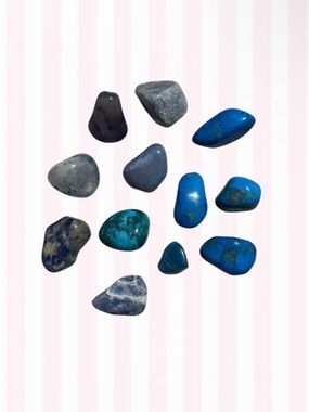set of Blue handheld pocket sized crystals